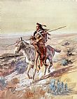 Charles Marion Russell Indian with Spear painting